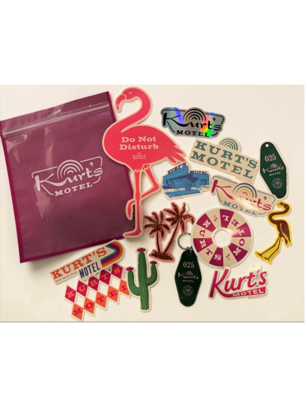 Kurt Geiger Motel Stickers & Keychain Set Motel Themed - Brand new in package
